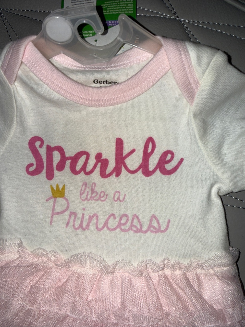 Gerber White and Pink Tutu Bodysuit with 'Sparkle' Graphic - Picture 3 of 4